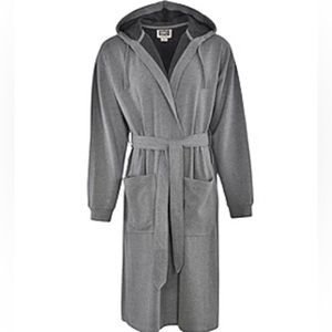 Hanes Mens Fleece Hooded Bathrobe, Charcoal gray